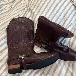 Men's Brown Western Boots pleather - brand new